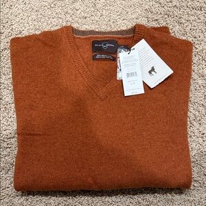 Black Brown 1826 Men's V-Neck Sweater in Rich Rust